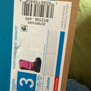 Columbia Youth Powderbug Snowlite Boots - Pink and Black